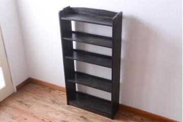 アンティーク家具　アンティーク　古い木製のシンプルな本棚(2)