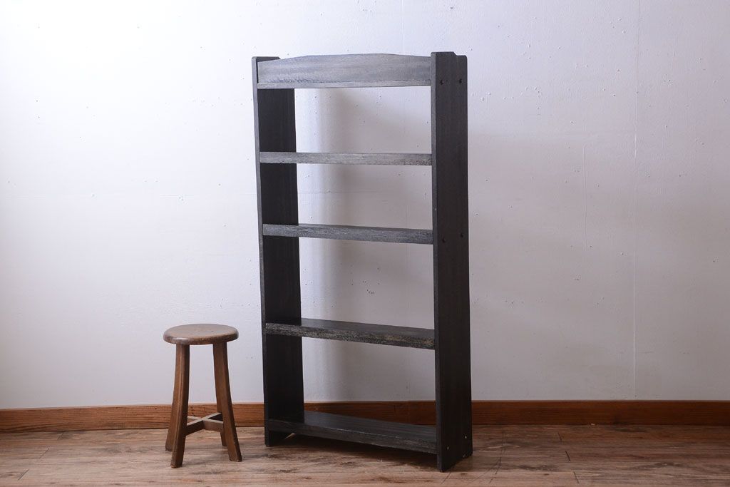 アンティーク家具　アンティーク　古い木製のシンプルな本棚(2)