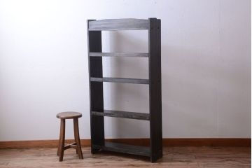 アンティーク家具　アンティーク　古い木製のシンプルな本棚(2)