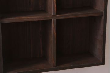 アンティーク家具　和製アンティーク　リメイク　古い木の小さな壁掛けマス目棚(2)