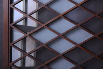 和製アンティーク　菱組子が素晴らしいガラス戸4枚セット