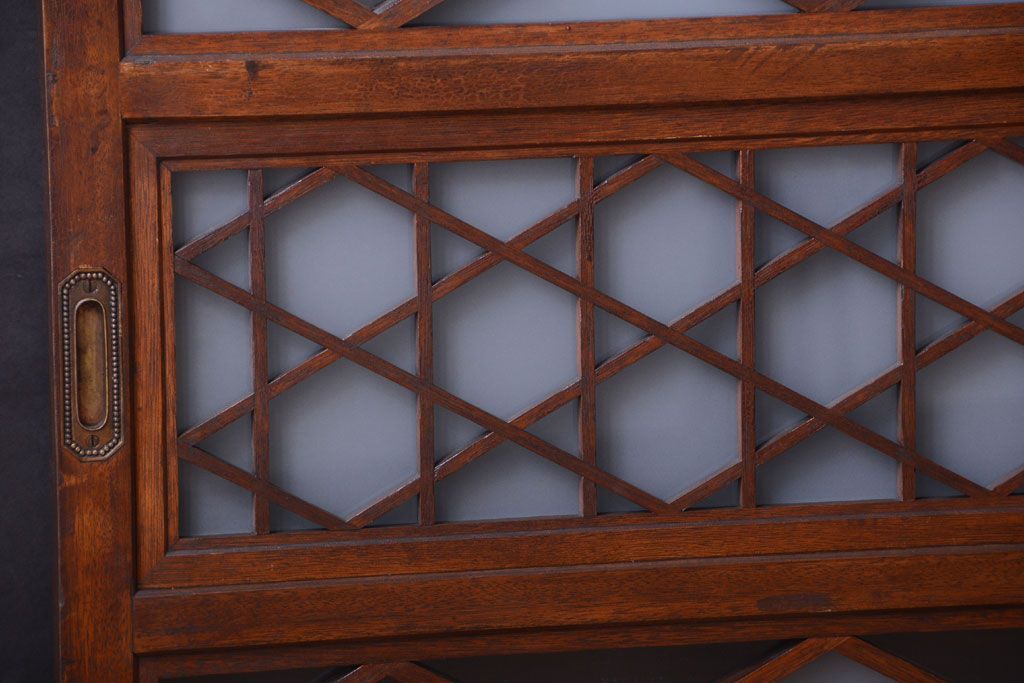 和製アンティーク　菱組子が素晴らしいガラス戸4枚セット