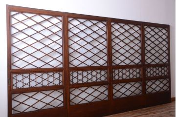 和製アンティーク　菱組子が素晴らしいガラス戸4枚セット