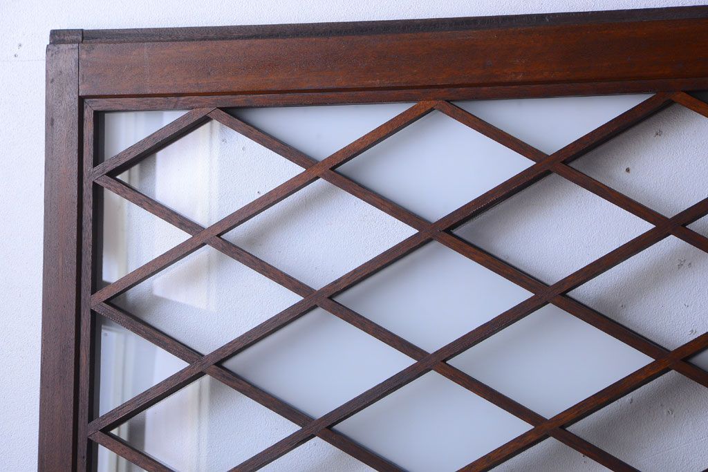 和製アンティーク　菱組子が素晴らしいガラス戸4枚セット