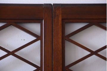 和製アンティーク　菱組子が素晴らしいガラス戸4枚セット