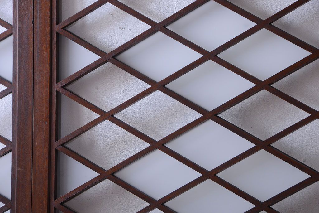 和製アンティーク　菱組子が素晴らしいガラス戸4枚セット