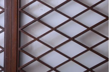 和製アンティーク　菱組子が素晴らしいガラス戸4枚セット