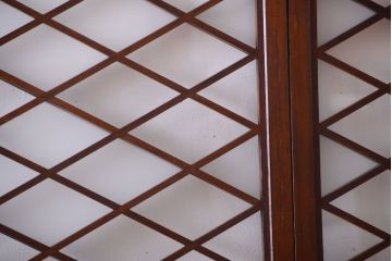 和製アンティーク　菱組子が素晴らしいガラス戸4枚セット