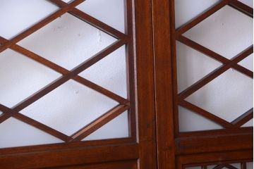 和製アンティーク　菱組子が素晴らしいガラス戸4枚セット