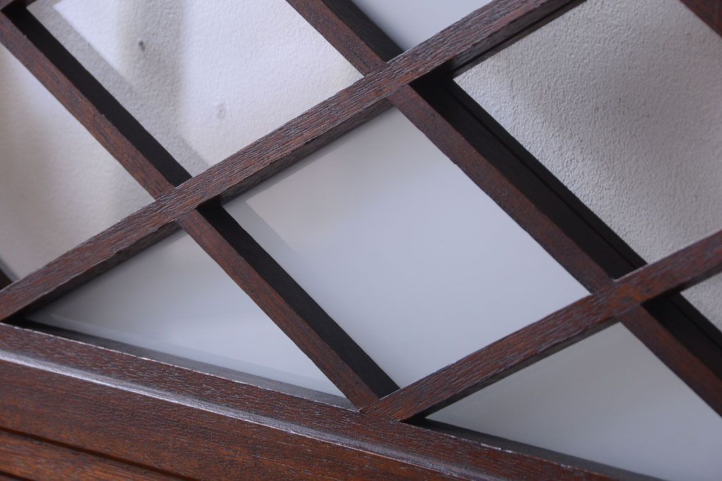 和製アンティーク　菱組子が素晴らしいガラス戸4枚セット