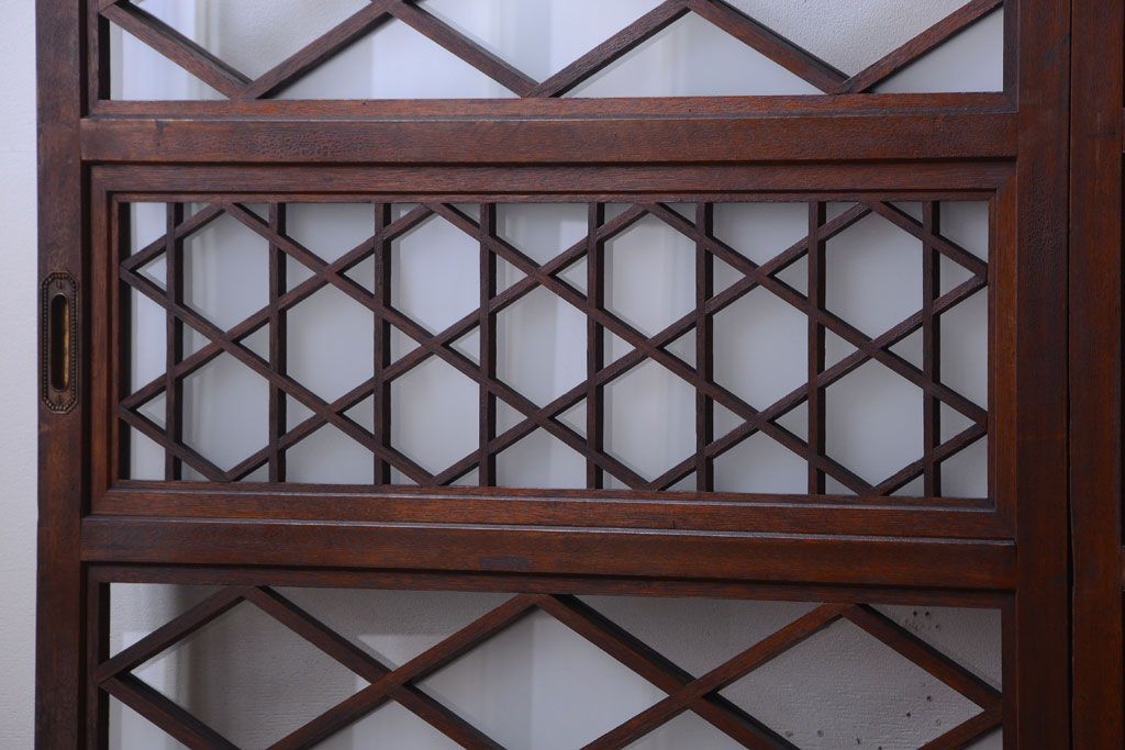 和製アンティーク　菱組子が素晴らしいガラス戸4枚セット