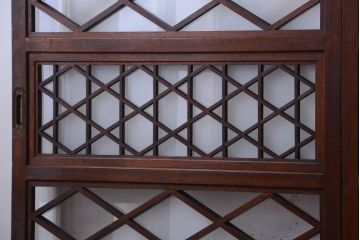 和製アンティーク　菱組子が素晴らしいガラス戸4枚セット