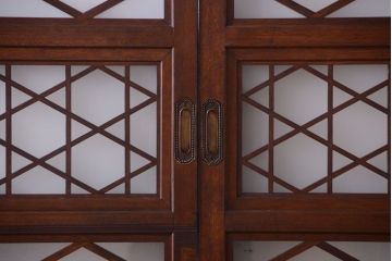 和製アンティーク　菱組子が素晴らしいガラス戸4枚セット