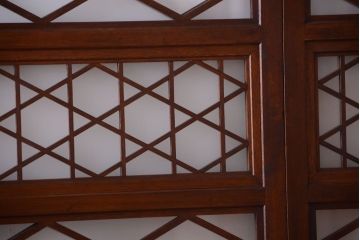 和製アンティーク　菱組子が素晴らしいガラス戸4枚セット