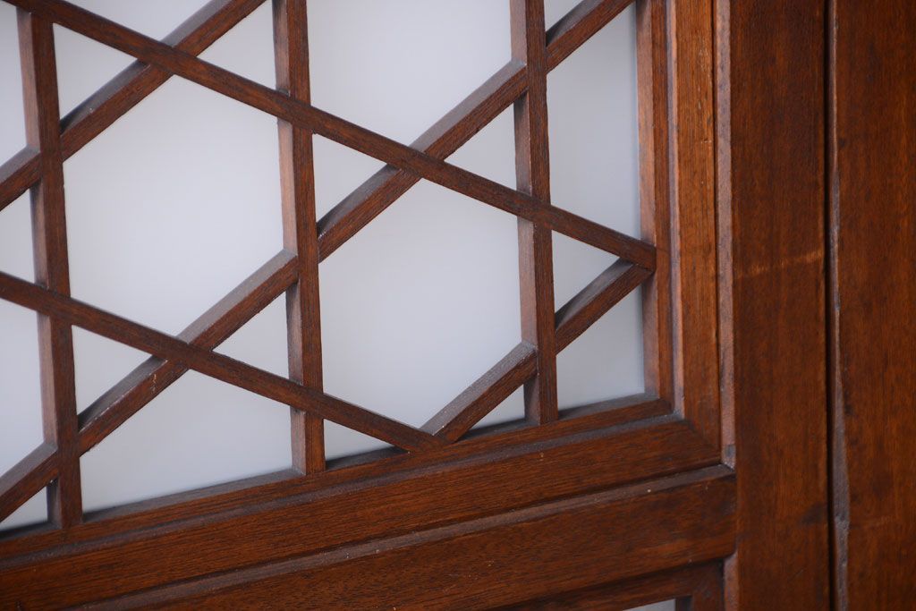 和製アンティーク　菱組子が素晴らしいガラス戸4枚セット