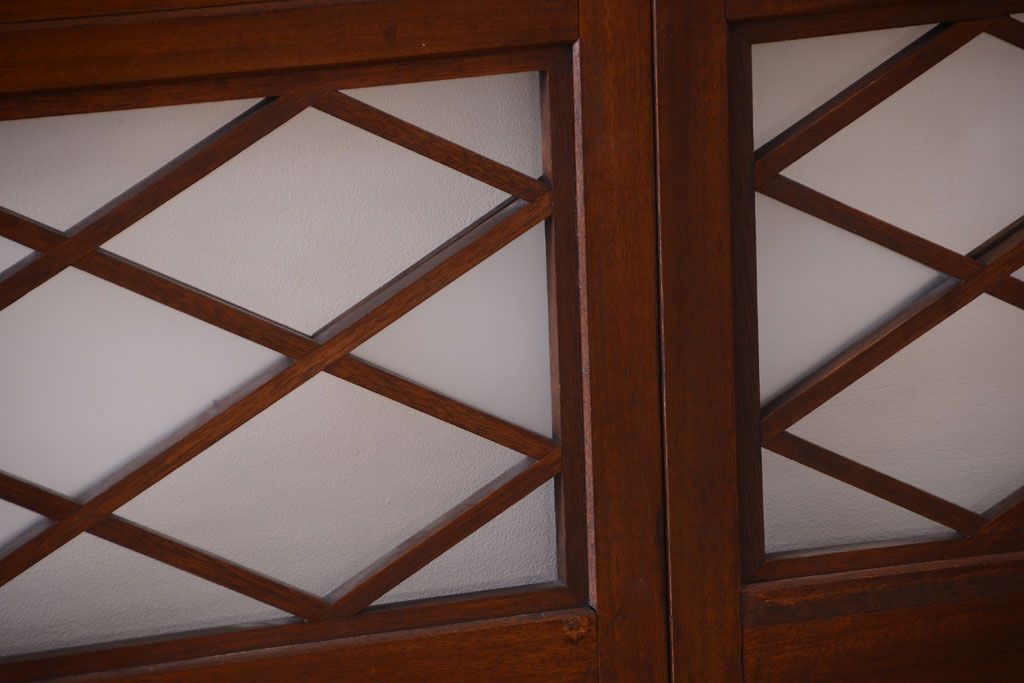 和製アンティーク　菱組子が素晴らしいガラス戸4枚セット