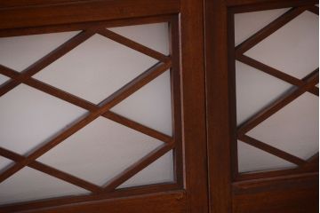 和製アンティーク　菱組子が素晴らしいガラス戸4枚セット