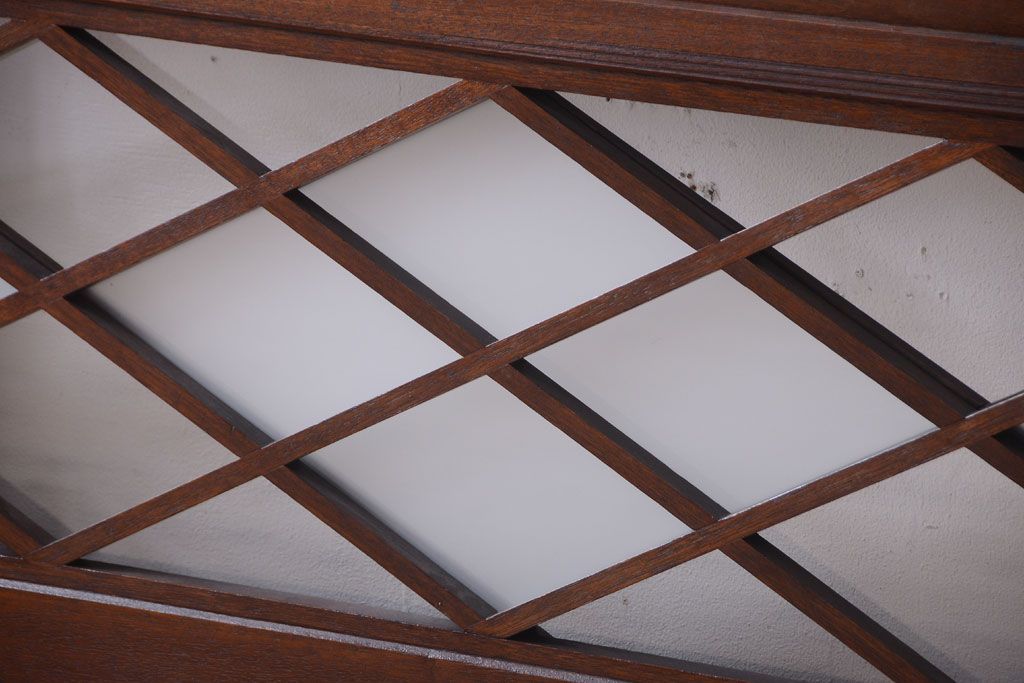 和製アンティーク　菱組子が素晴らしいガラス戸4枚セット