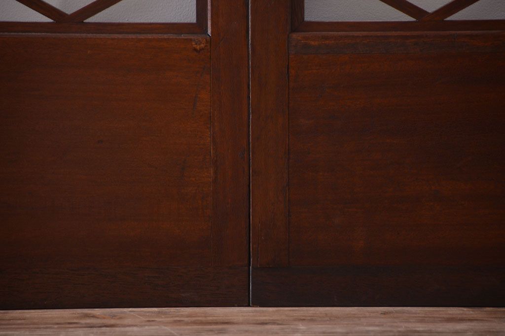 和製アンティーク　菱組子が素晴らしいガラス戸4枚セット