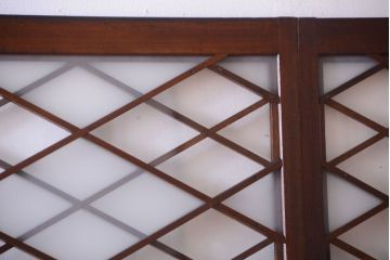 和製アンティーク　菱組子が素晴らしいガラス戸4枚セット