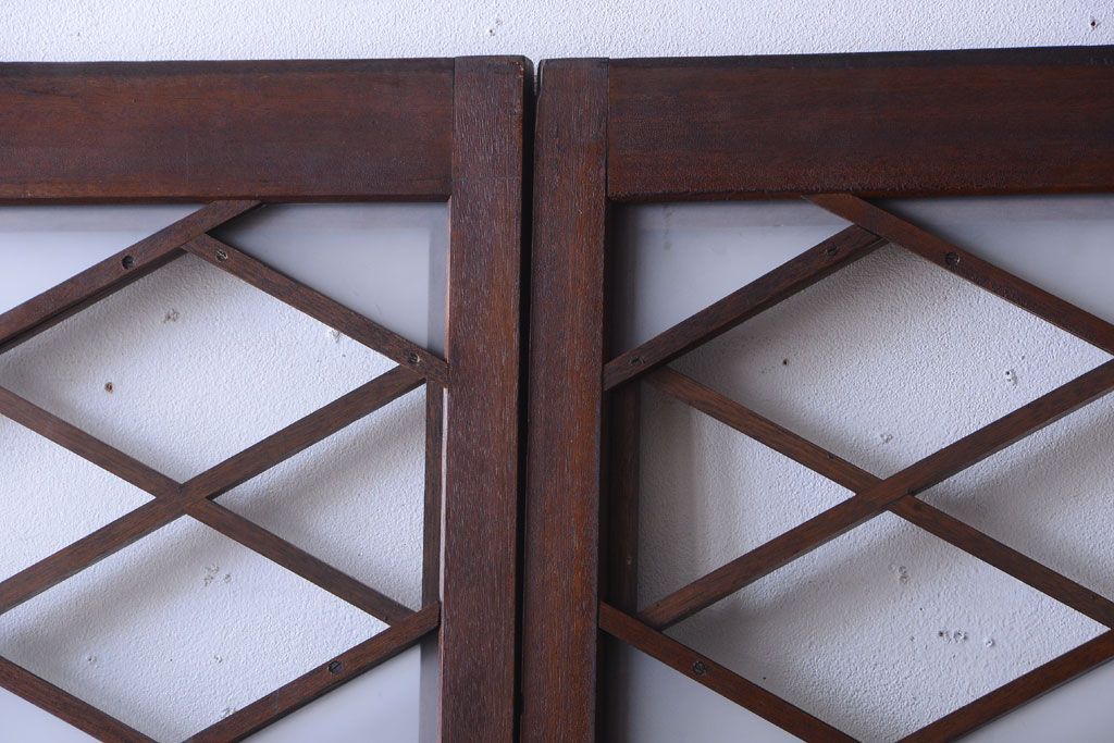 和製アンティーク　菱組子が素晴らしいガラス戸4枚セット