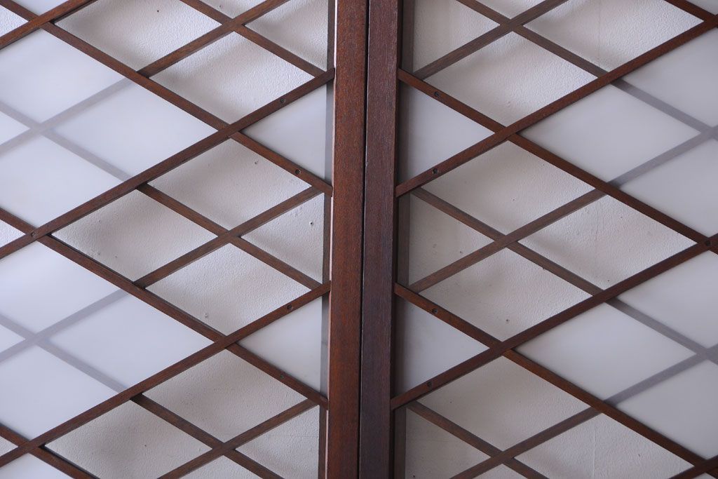 和製アンティーク　菱組子が素晴らしいガラス戸4枚セット