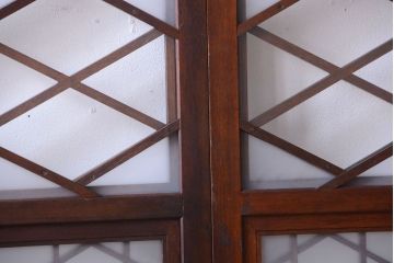 和製アンティーク　菱組子が素晴らしいガラス戸4枚セット