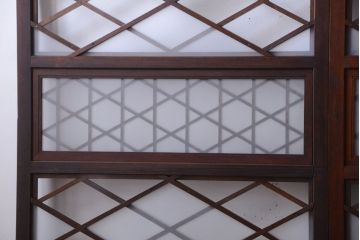 和製アンティーク　菱組子が素晴らしいガラス戸4枚セット