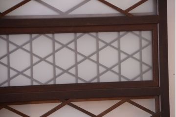 和製アンティーク　菱組子が素晴らしいガラス戸4枚セット