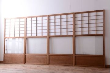 中古　直ガラス障子戸　4枚セット(雪見障子戸、引き戸、擦り上げ障子戸、擦上障子戸)(3)