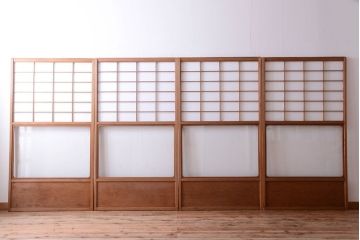 中古　直ガラス障子戸　4枚セット(雪見障子戸、引き戸、擦り上げ障子戸、擦上障子戸)(3)