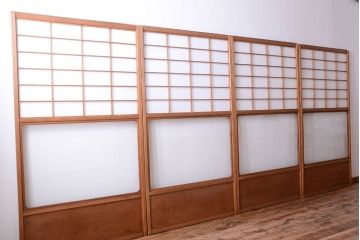 中古　直ガラス障子戸　4枚セット(雪見障子戸、引き戸、擦り上げ障子戸、擦上障子戸)(3)