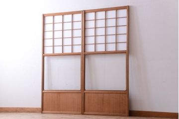 中古　直ガラス障子戸2枚セット(雪見障子戸、引き戸、擦り上げ障子戸、擦上障子戸)(2)