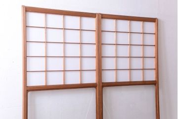 中古　直ガラス障子戸2枚セット(雪見障子戸、引き戸、擦り上げ障子戸、擦上障子戸)(2)