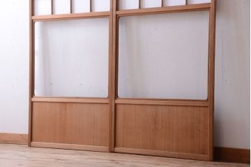 中古　直ガラス障子戸2枚セット(雪見障子戸、引き戸、擦り上げ障子戸、擦上障子戸)(2)