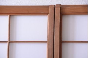 中古　直ガラス障子戸2枚セット(雪見障子戸、引き戸、擦り上げ障子戸、擦上障子戸)(2)