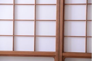 中古　直ガラス障子戸2枚セット(雪見障子戸、引き戸、擦り上げ障子戸、擦上障子戸)(2)
