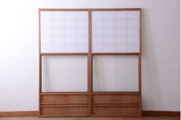 中古　直ガラス障子戸2枚セット(雪見障子戸、引き戸、擦り上げ障子戸、擦上障子戸)(2)