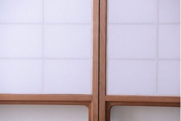 中古　直ガラス障子戸2枚セット(雪見障子戸、引き戸、擦り上げ障子戸、擦上障子戸)(2)