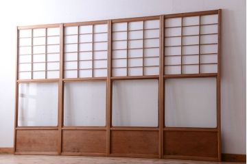 中古　直ガラス障子戸4枚セット(雪見障子戸、引き戸、擦り上げ障子戸、擦上障子戸)(2)