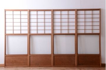 中古　直ガラス障子戸4枚セット(雪見障子戸、引き戸、擦り上げ障子戸、擦上障子戸)(2)