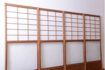 中古　直ガラス障子戸4枚セット(雪見障子戸、引き戸、擦り上げ障子戸、擦上障子戸)(2)