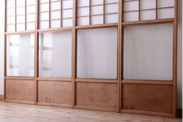 中古　直ガラス障子戸4枚セット(雪見障子戸、引き戸、擦り上げ障子戸、擦上障子戸)(2)