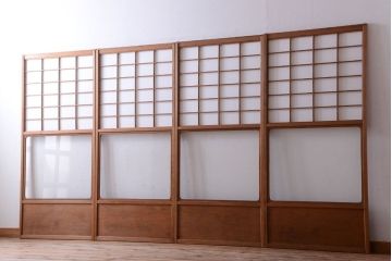 中古　直ガラス障子戸4枚セット(雪見障子戸、引き戸、擦り上げ障子戸、擦上障子戸)(1)