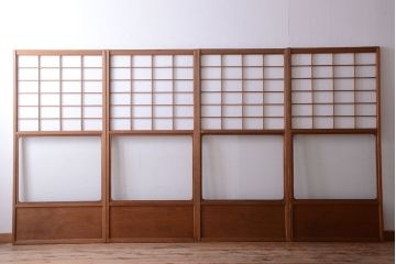 中古　直ガラス障子戸4枚セット(雪見障子戸、引き戸、擦り上げ障子戸、擦上障子戸)(1)