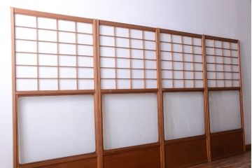 中古　直ガラス障子戸4枚セット(雪見障子戸、引き戸、擦り上げ障子戸、擦上障子戸)(1)