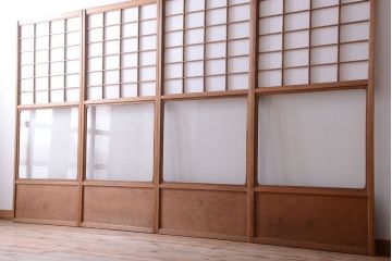 中古　直ガラス障子戸4枚セット(雪見障子戸、引き戸、擦り上げ障子戸、擦上障子戸)(1)