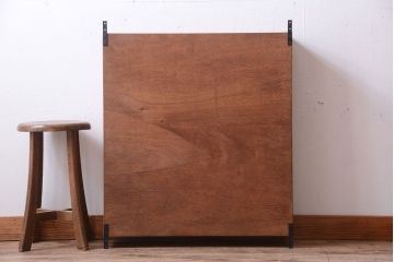 アンティーク家具　アンティーク　モールガラス入り!古い木のシンプルな壁掛け戸棚(1)