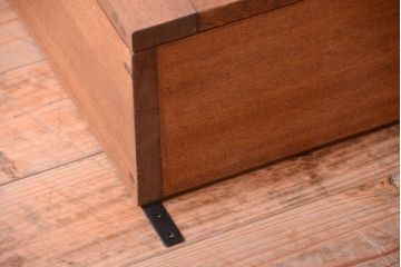 アンティーク家具　アンティーク　モールガラス入り!古い木のシンプルな壁掛け戸棚(2)