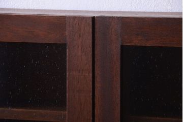 アンティーク家具　アンティーク　気泡ガラス入り!3つ扉の壁掛けキャビネット(収納棚)